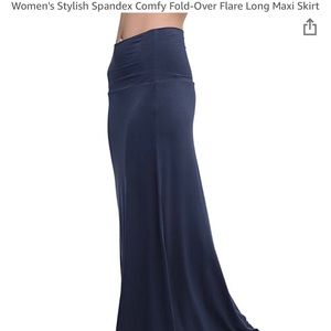 Asymmetrical fold over long maxi skirt